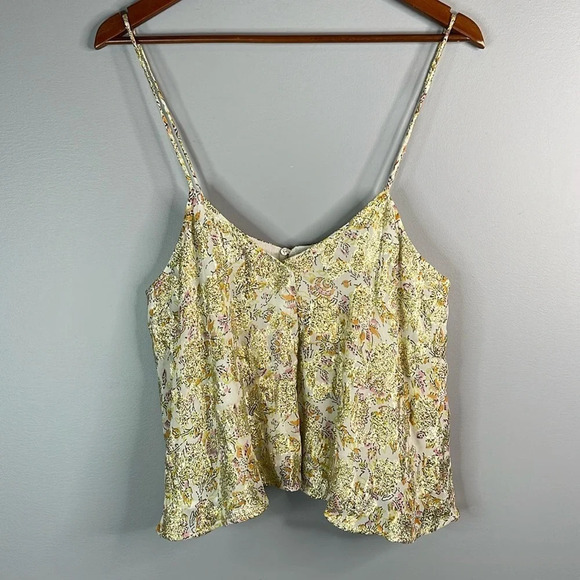 ZARA NWT Metallic Gold Floral Flowy Cami Tank Ivory Spaghetti Strap Coquette L - Picture 12 of 12